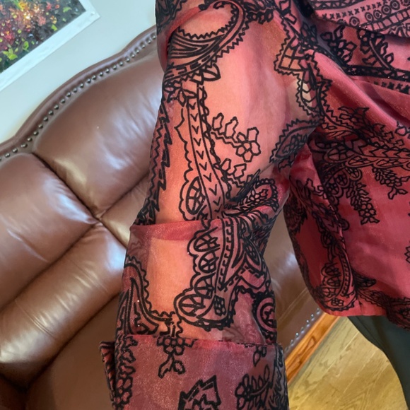 Sparkling Lined Crimson Red with Velvet Appliqués Party Jacket - Picture 4 of 10